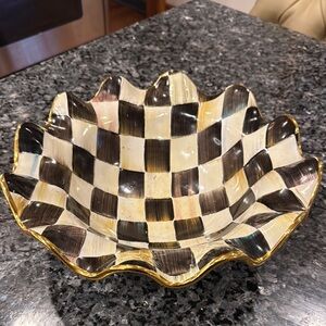 Mackenzie Childs Ceramic Fluted Courtly Check Bowl
